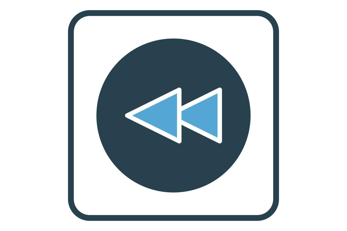 Rewind icon illustration. icon related to music player. Solid icon style. Simple vector design editable