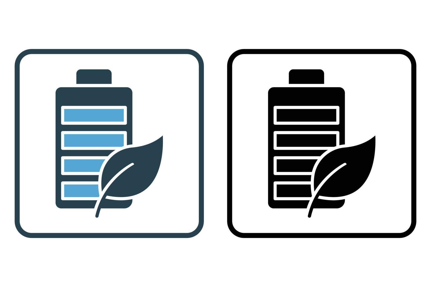 ilustración del icono de la batería. icono de batería con hoja. icono relacionado con la ecología, las energías renovables. estilo de icono sólido. diseño vectorial simple editable vector