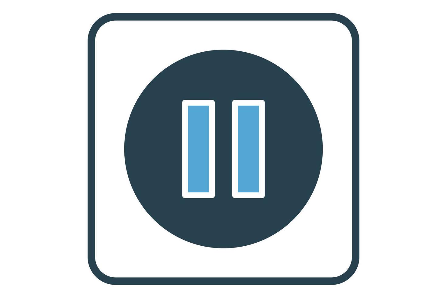 Pause icon illustration. icon related to music player. Solid icon style. Simple vector design editable