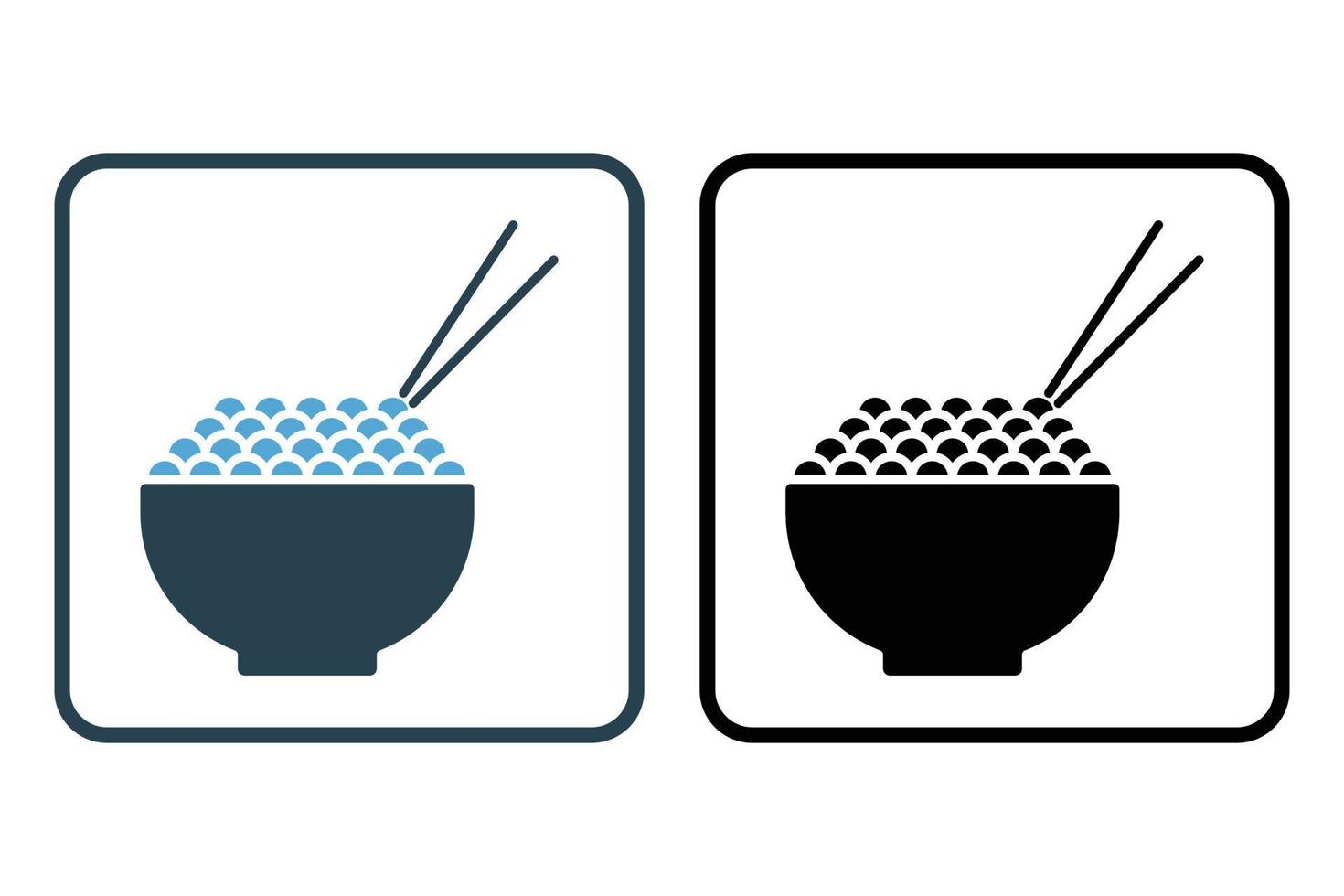 Rice icon illustration. Icon related to breakfast. Solid icon style. Simple vector design editable