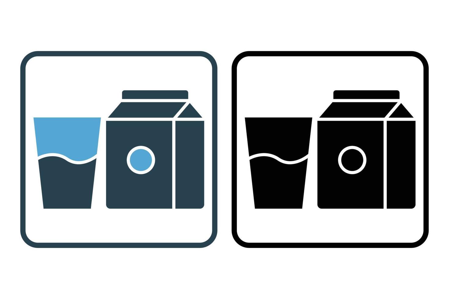 Breakfast icon illustration. Milk icon, glass. Solid icon style. Simple vector design editable