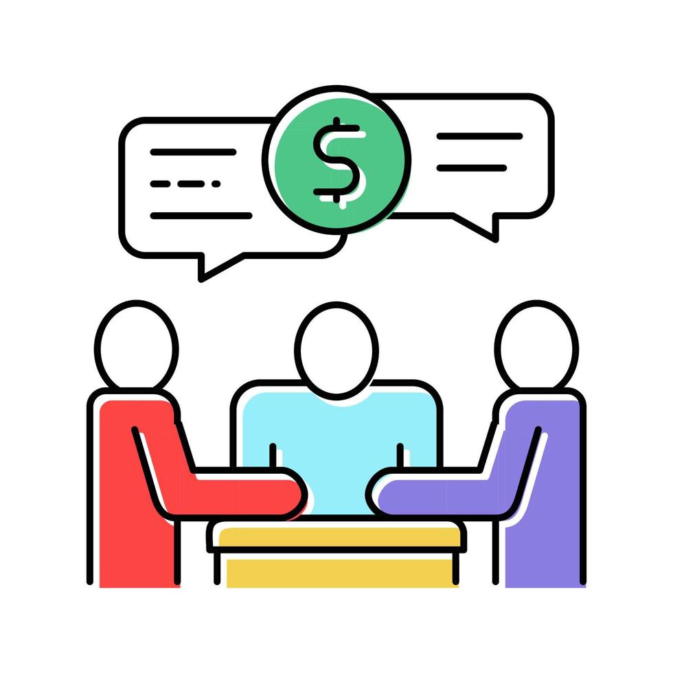 shareholders business meeting and discussion color icon vector illustration