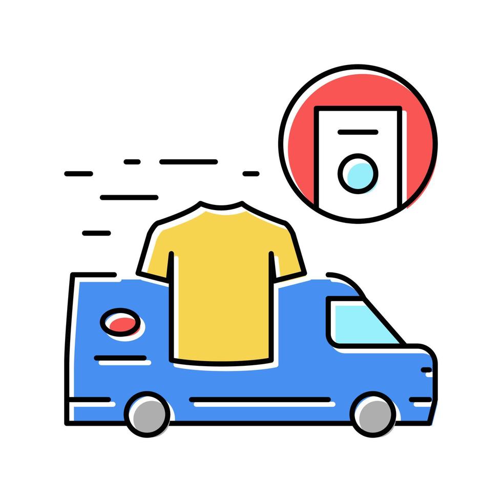 Ilustración de vector de icono de color de entrega de recogida de lavandería