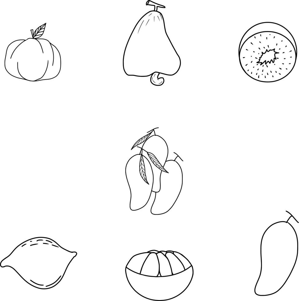 icono de fruta plana y de contorno vector