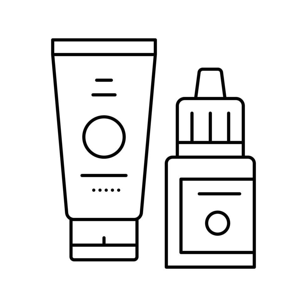 ilustración de vector de icono de línea de cosméticos de belleza de suero y crema
