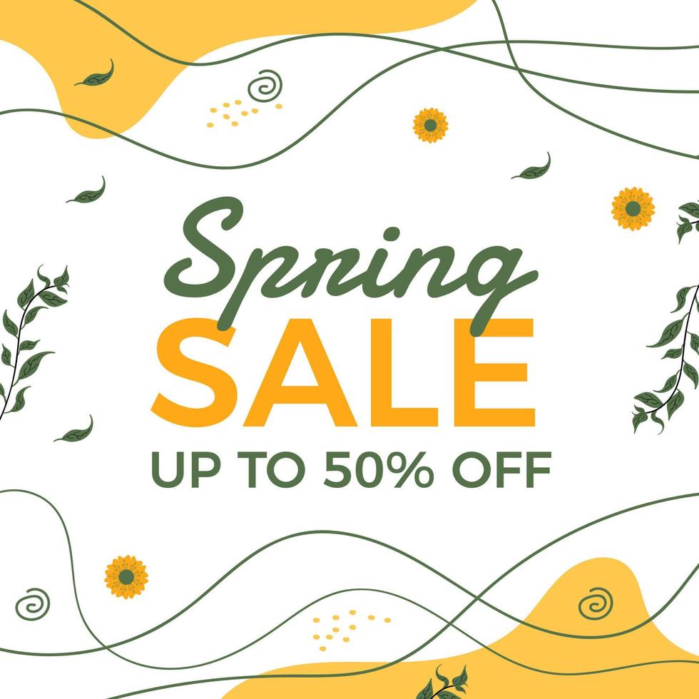 Spring sale banner or background design template. Spring sale social media banner with colorful flowers vector