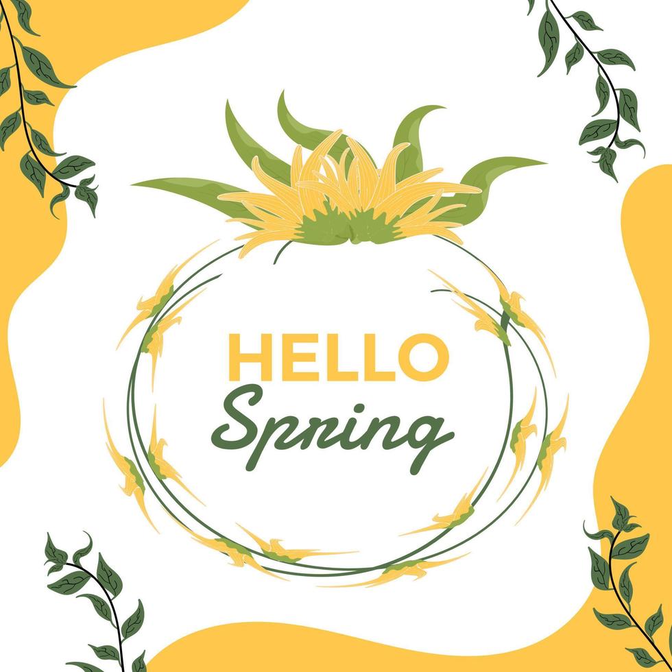 Hello spring banner. Hand drawn spring banner template. spring social media post vector