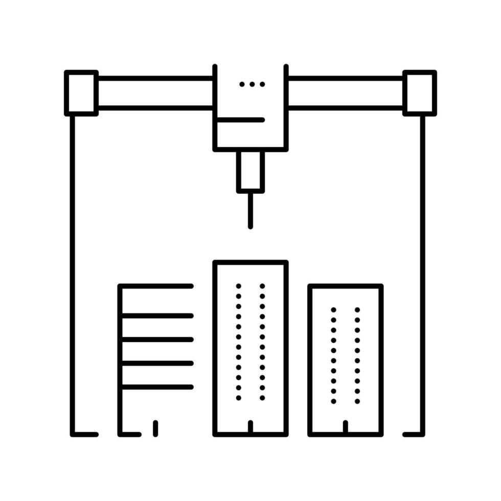 building layout 3d printer line icon vector illustration