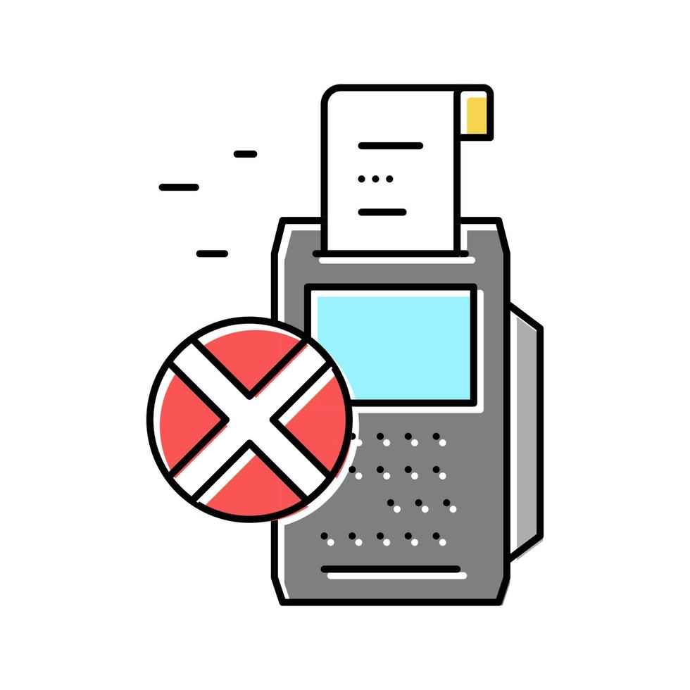 rechazo pago pos terminal color icono vector ilustración
