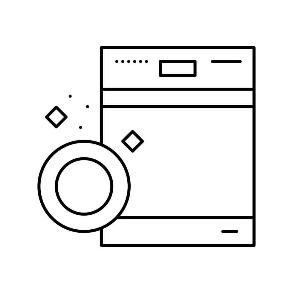 lavavajillas máquina línea icono vector ilustración