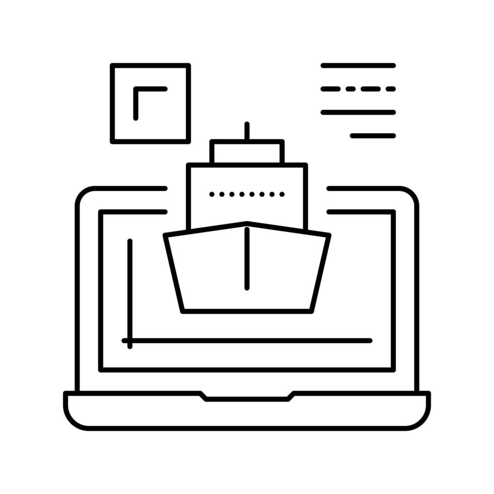 ship modeling computer program line icon vector illustration