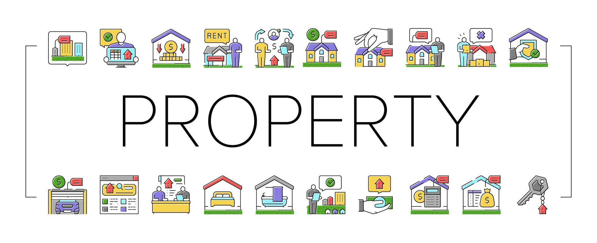 property estate home house real icons set vector