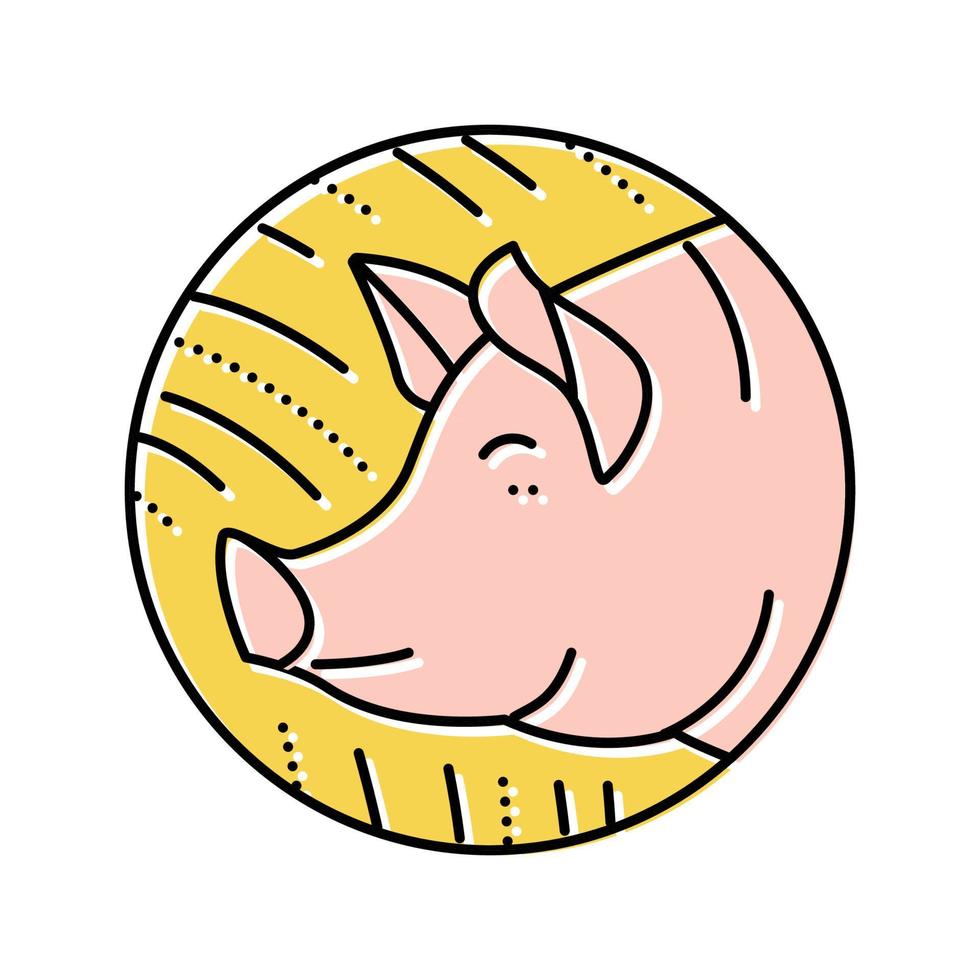 pig chinese horoscope animal color icon vector illustration