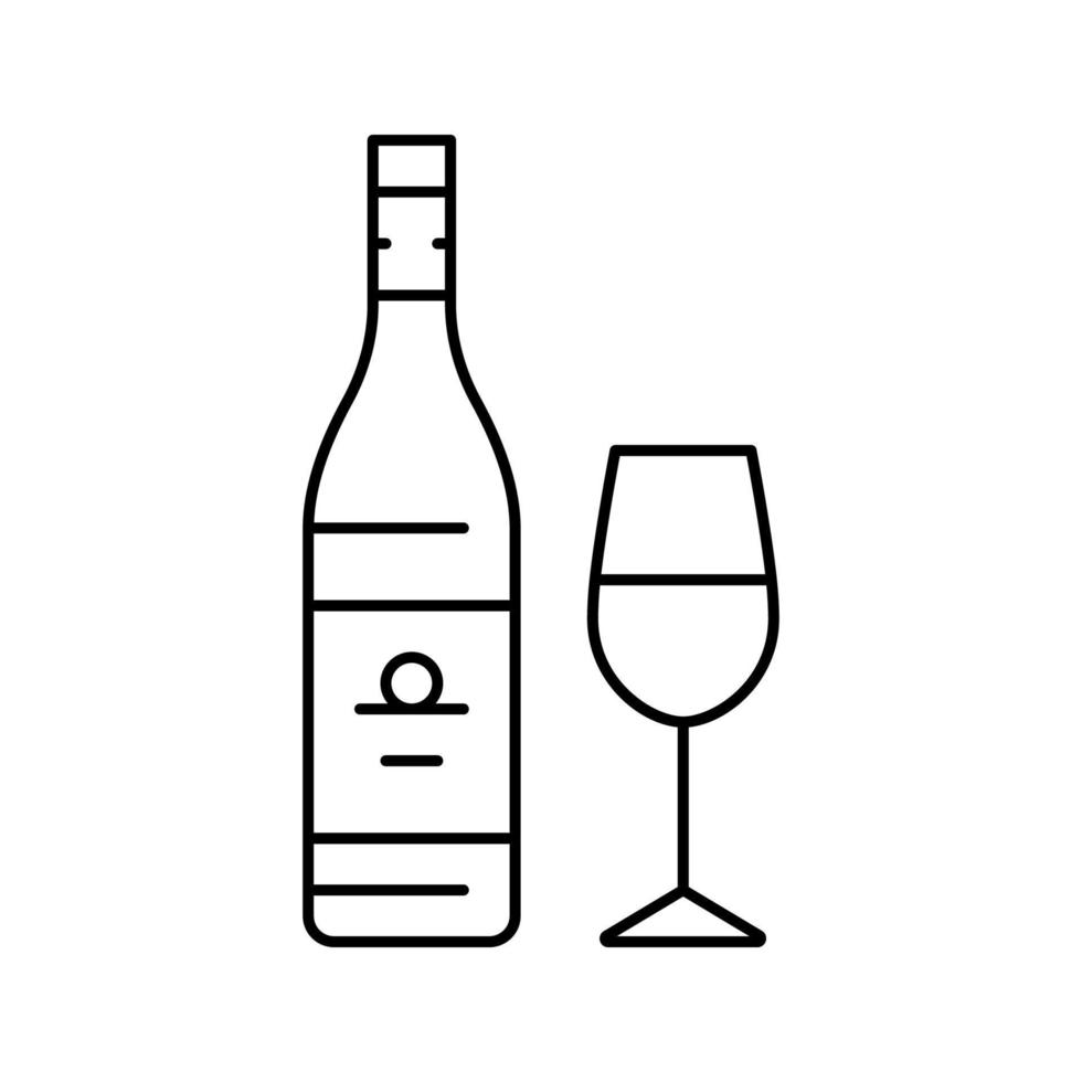 ilustración de vector de icono de línea de vino blanco chardonnay