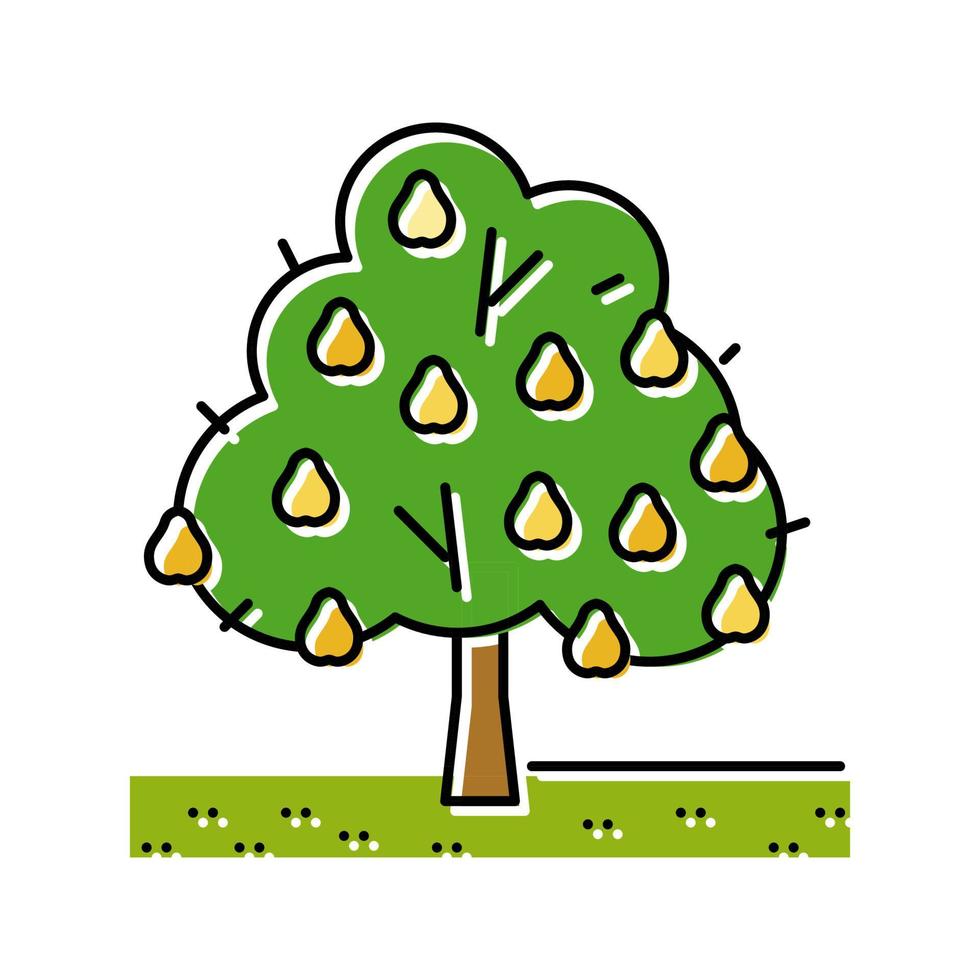 árbol pera color icono vector ilustración
