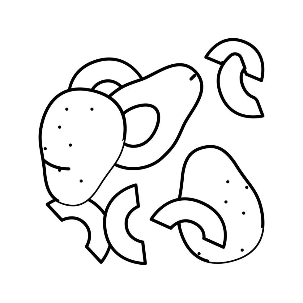 Ilustración de vector de icono de línea de rebanada de corte de cáscara de aguacate
