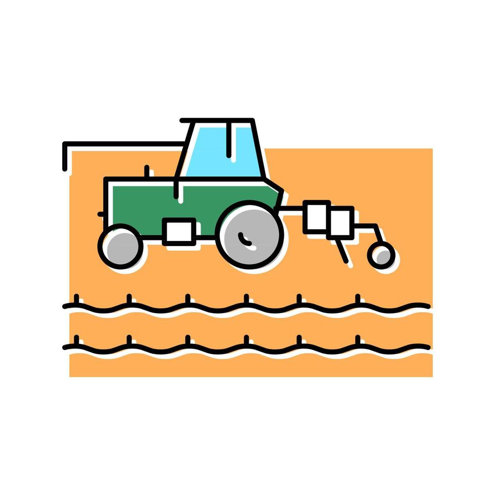 tractor working on field color icon vector illustration