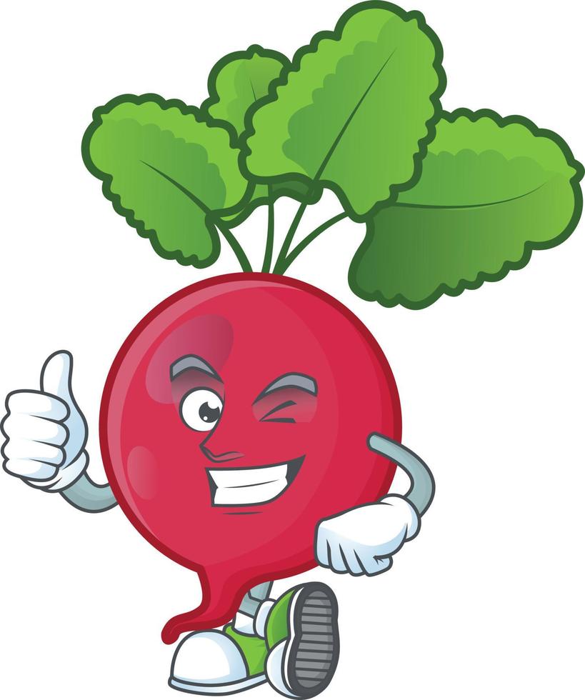 Red Radish cartoon character style vector
