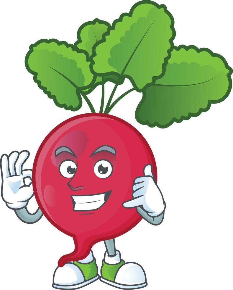 Red Radish cartoon character style vector