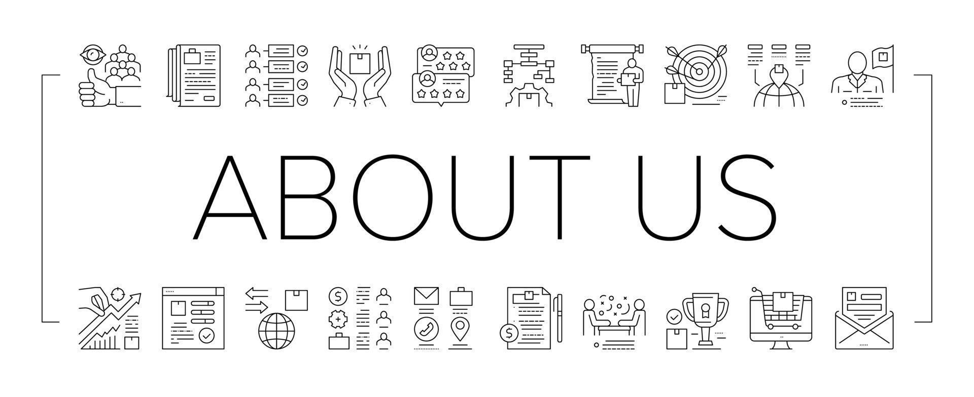 About Us Presentation Collection Icons Set Vector