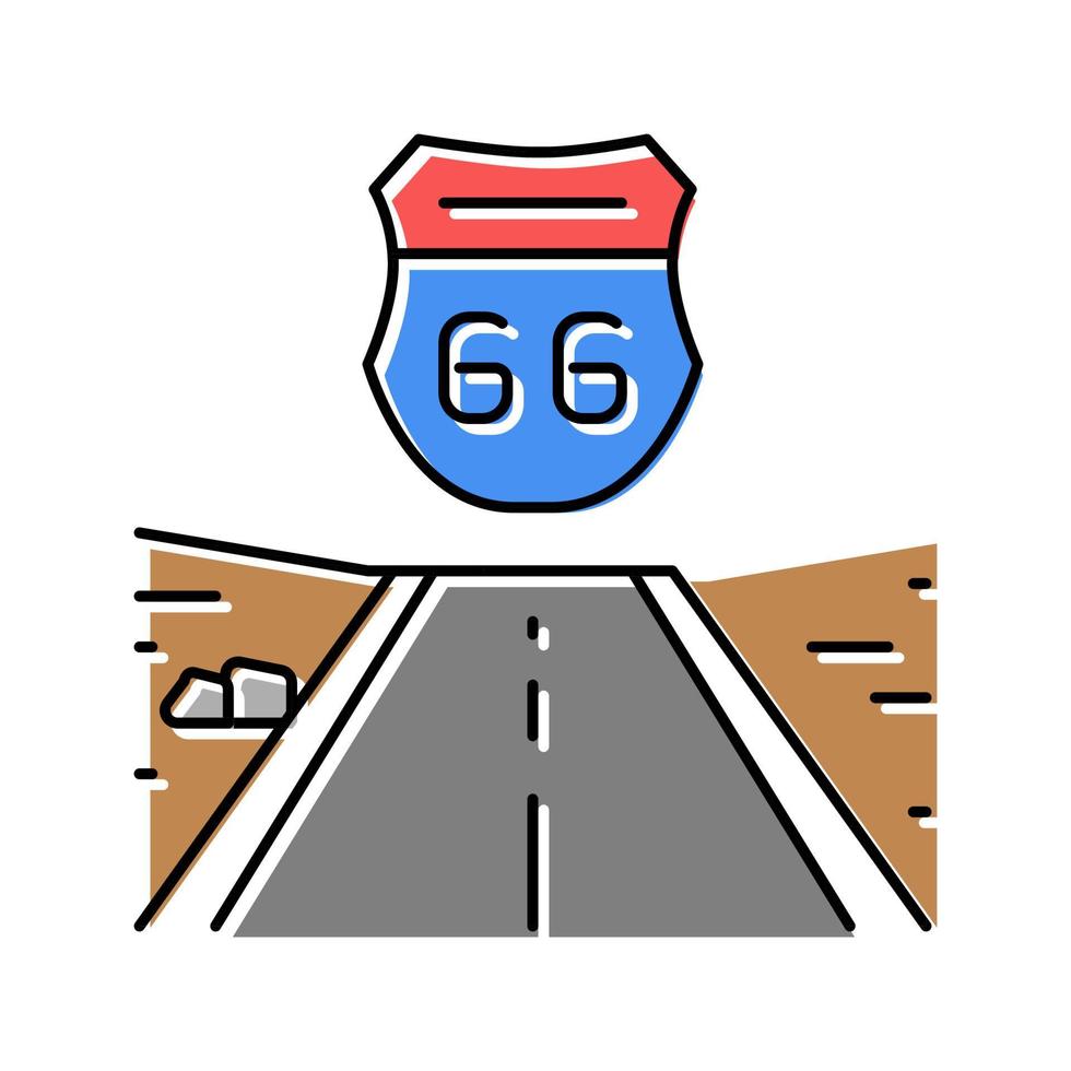 carretera 66 color icono vector ilustración