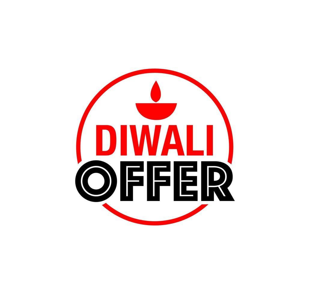 Diwali Offer sticker with diwali diya unit. vector