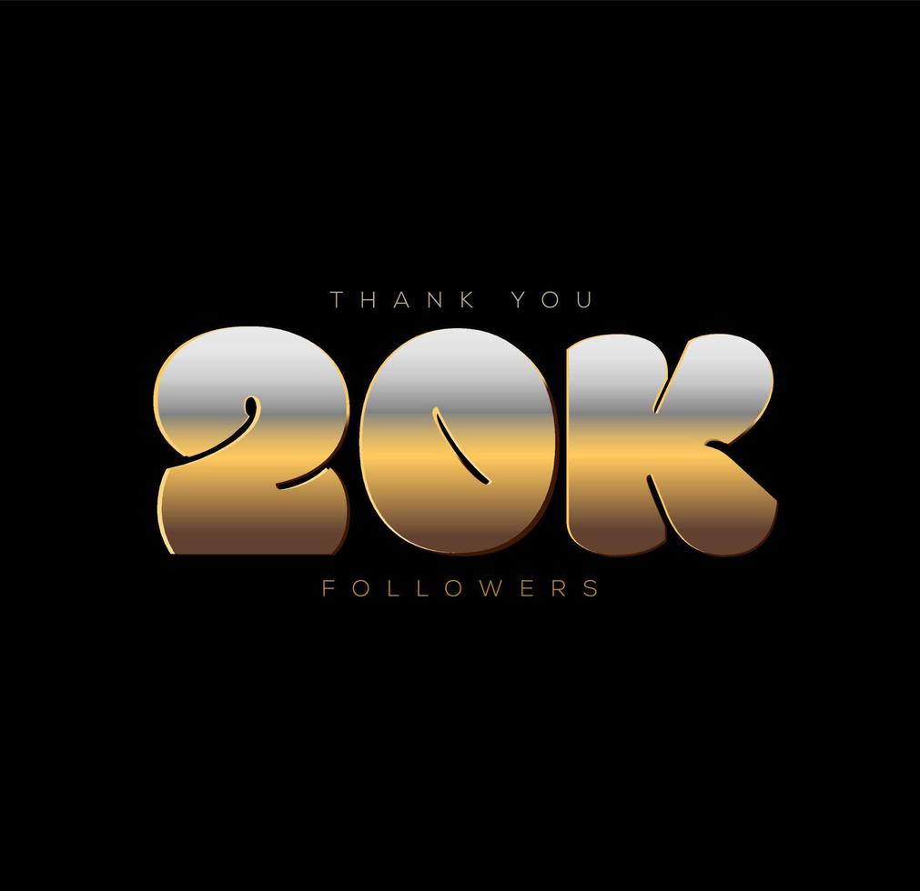 Thank You, 20k followers. thanking post to social media followers. vector