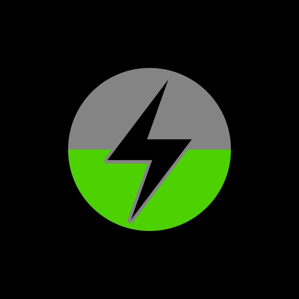Round green battery icon of charging. vector