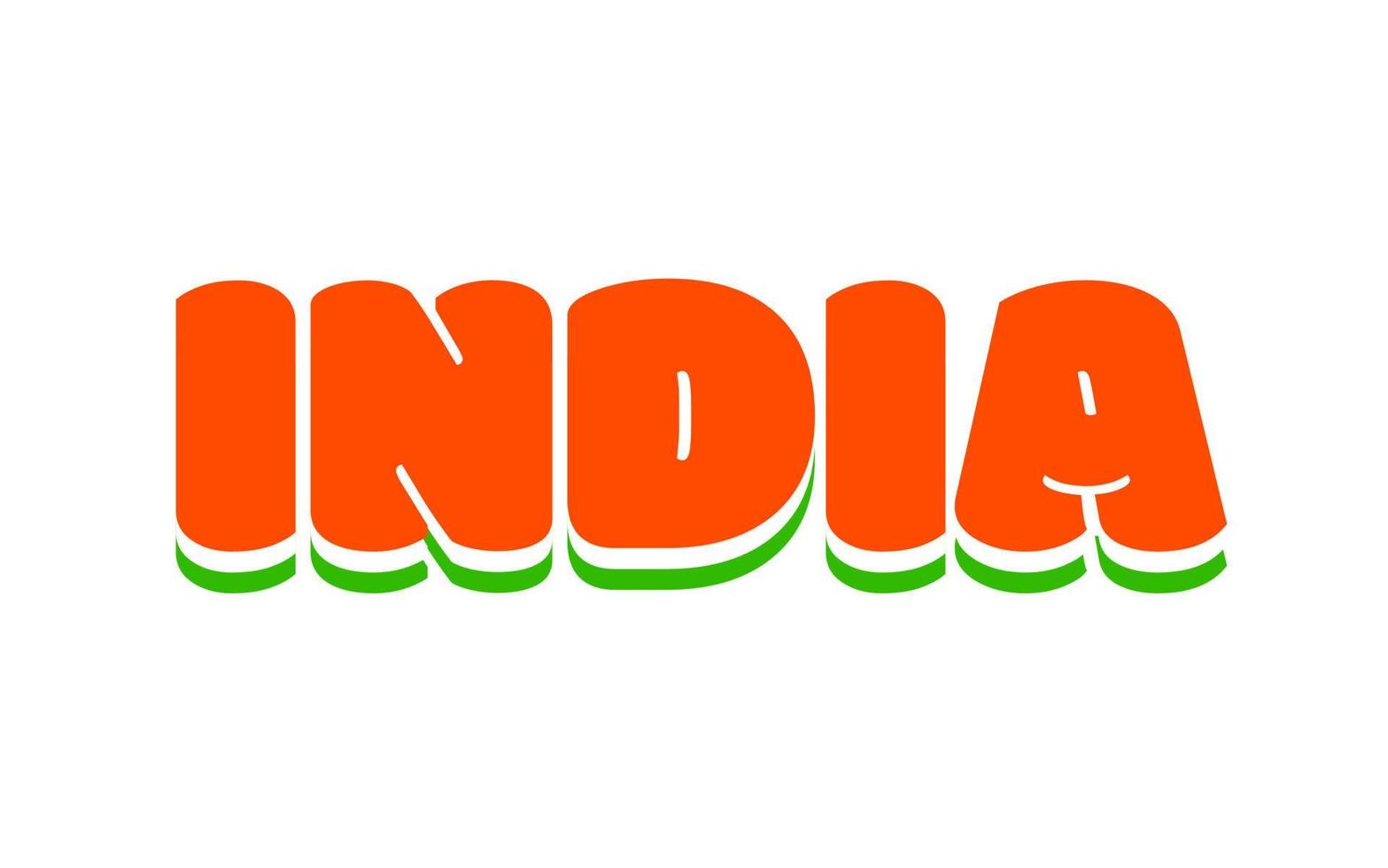 'India' typography in tricolors. India lettering in bold font. vector