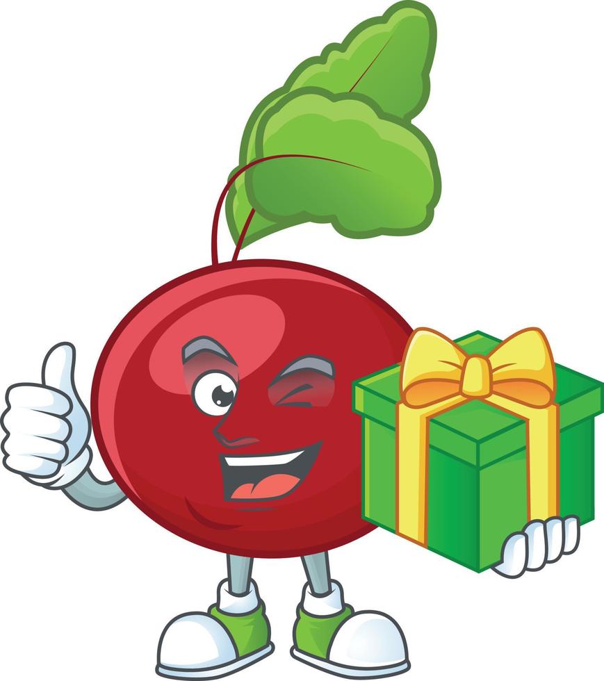 Red beet greens cartoon character vector