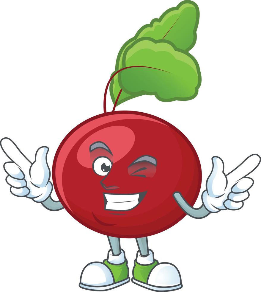 Red beet greens cartoon character vector