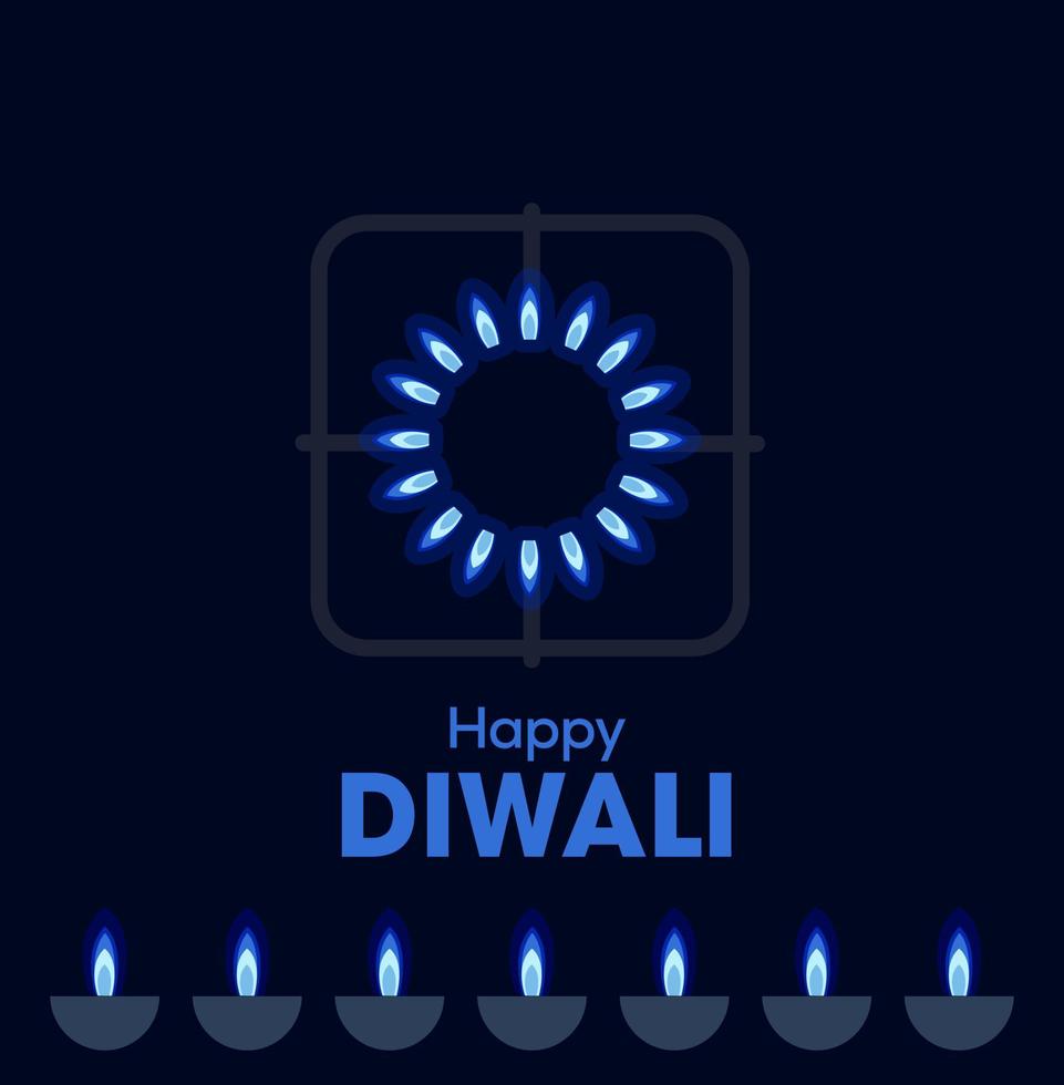 Happy Diwali wishing with gas burner light and diya. vector