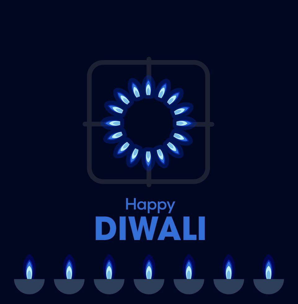 Happy Diwali wishing with gas burner light and diya. vector