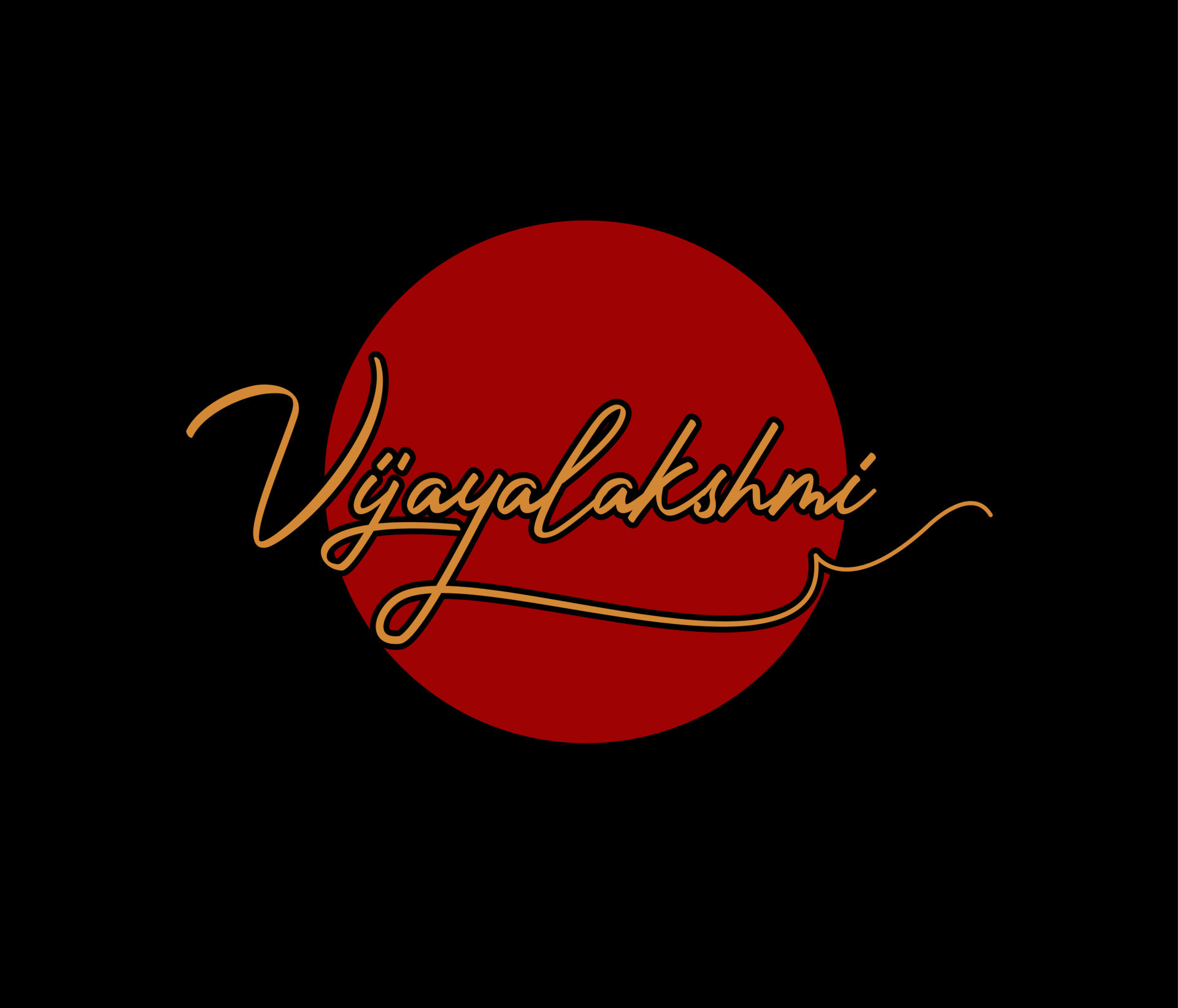 logotipo dorado vijayalakshmi con un gran punto rojo. logotipo de la