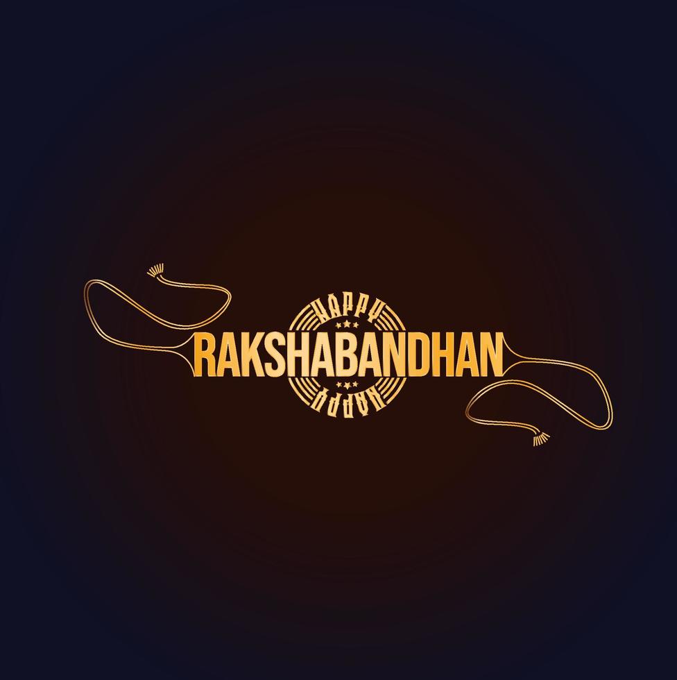 Happy Raksha Bandhan written in golden rakhi shape. vector