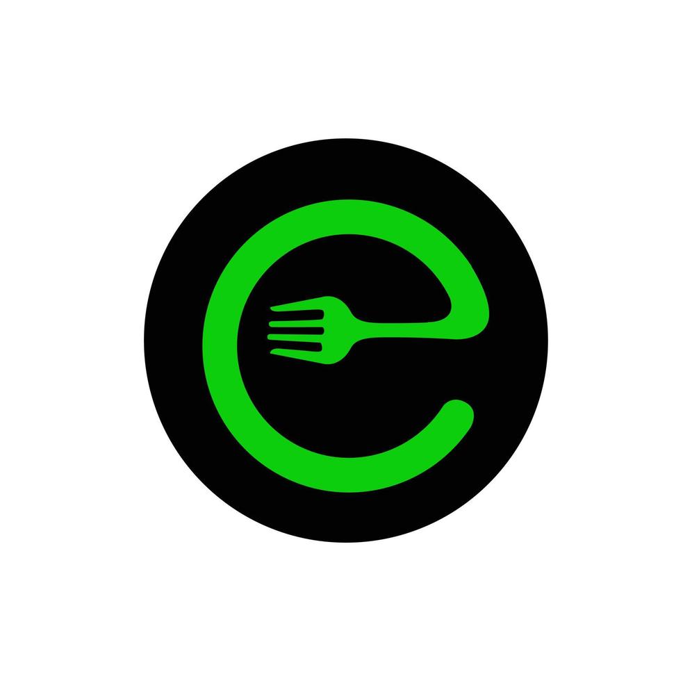 Letter C with spoon. Spoons letter C Monogram. vector