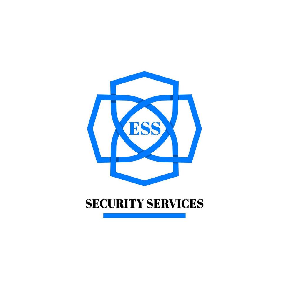 unity of four shield security logo.  ess security logo using shields shape. vector