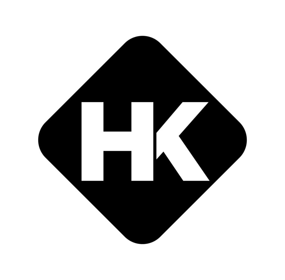 HK company name initial letters monogram. HK on black Square. vector