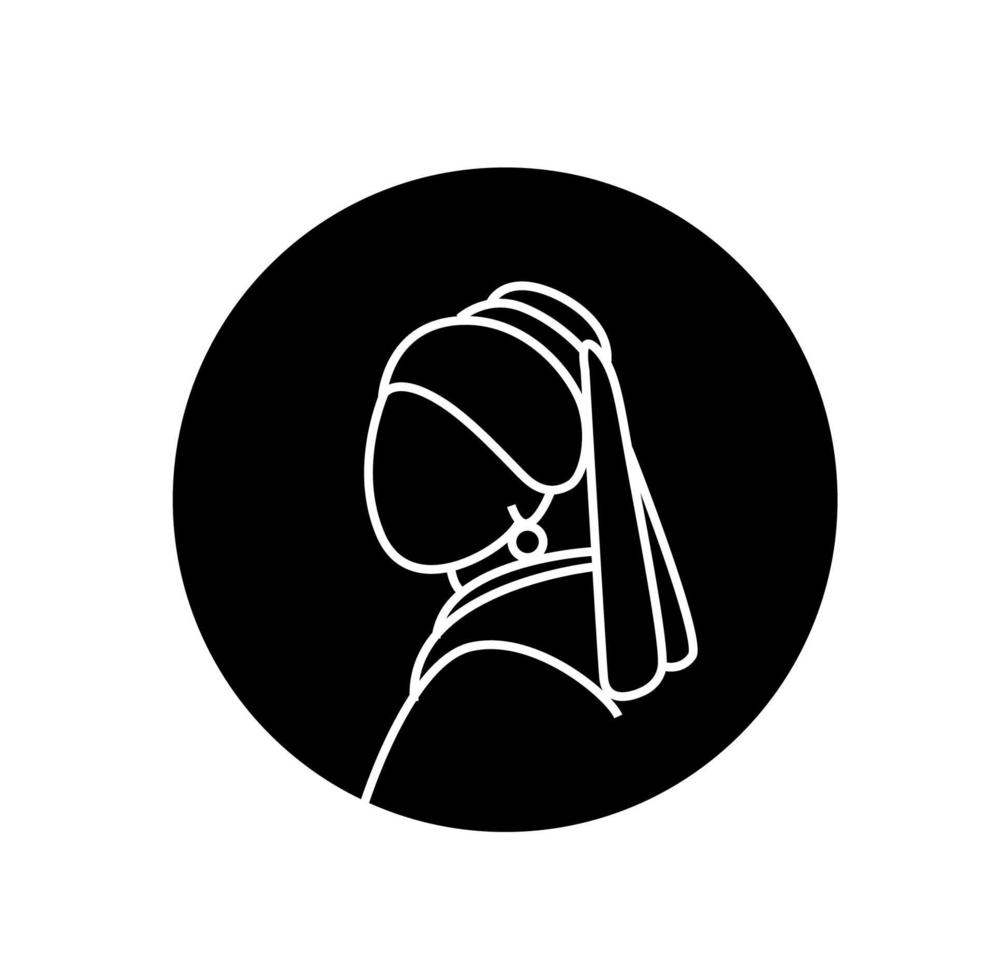 The Girl With A Pearl Earring icon vector. Line drawing. vector
