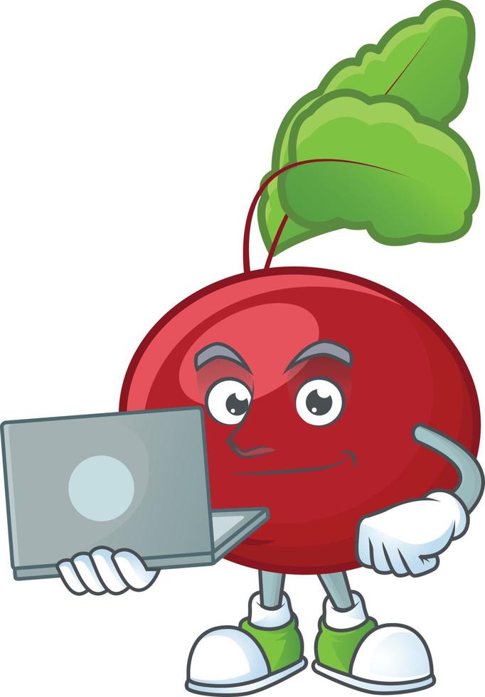 Red beet greens cartoon character vector