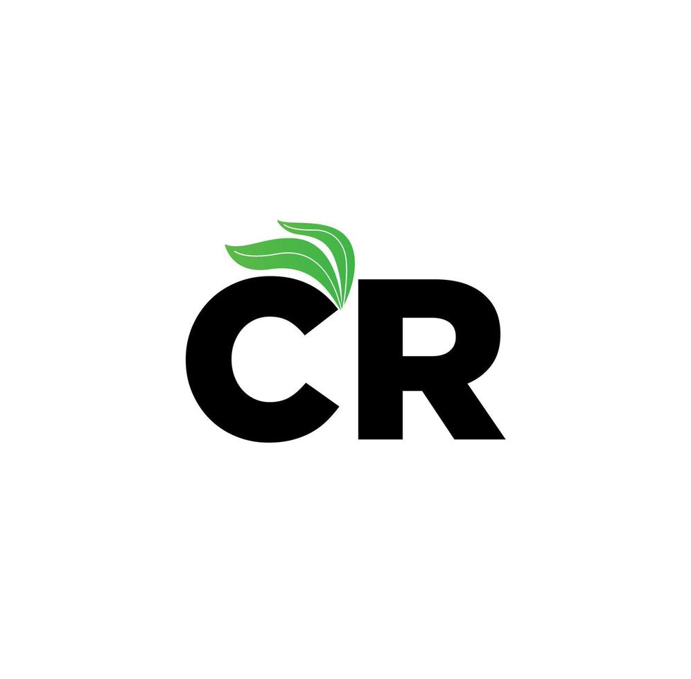 Letter CR with green leaves. C R MonogramWeb vector