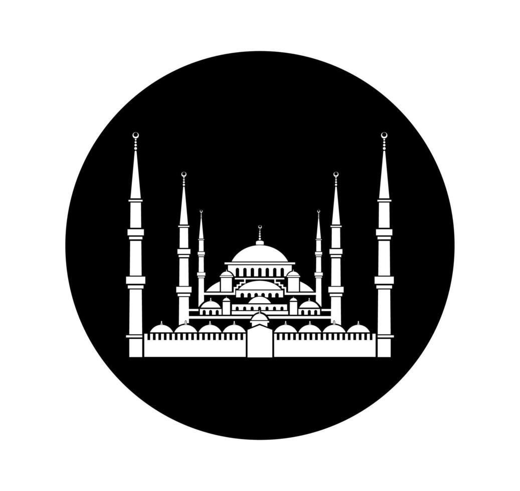 icono vectorial de la mezquita del sultán ahamed. ilustración vectorial en blanco y negro de la mezquita del sultán ahamed. icono de la mezquita azul. vector