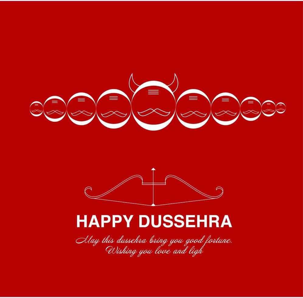 Happy Dussehra greetings with ten ravan face. vector