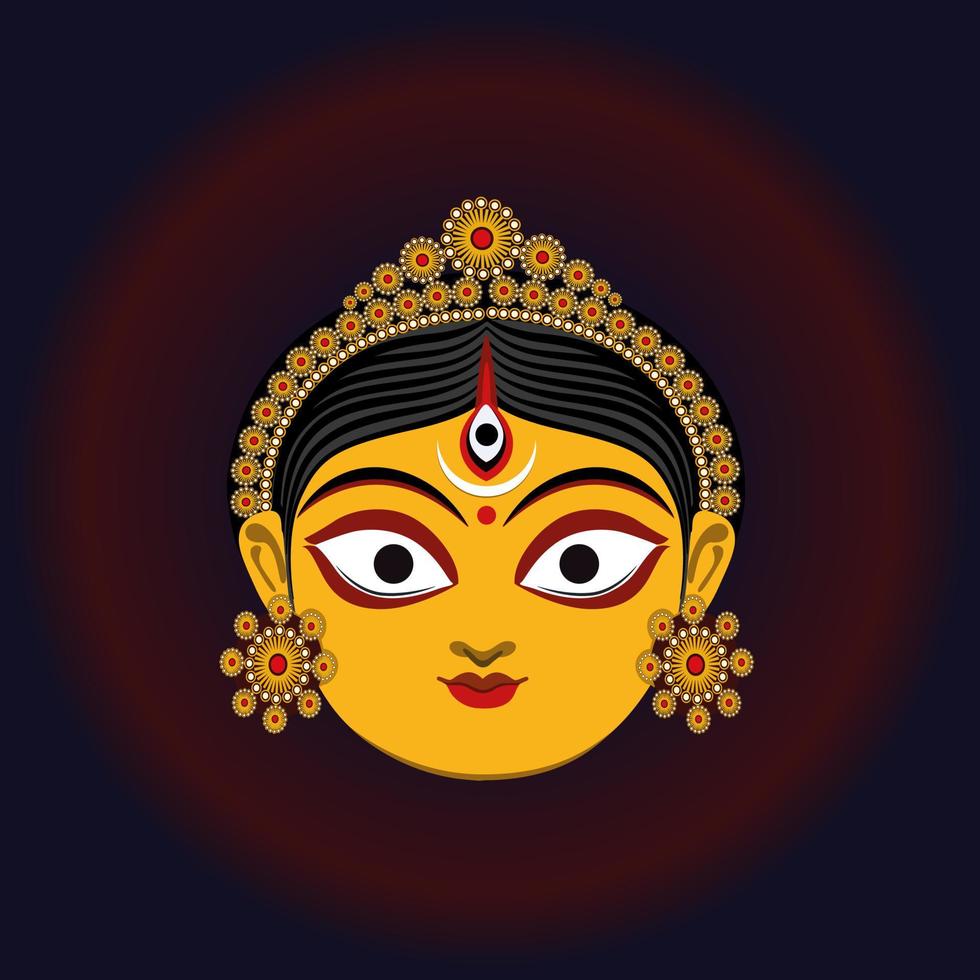 vector de cara de lord durga en vector de estilo kolkata.