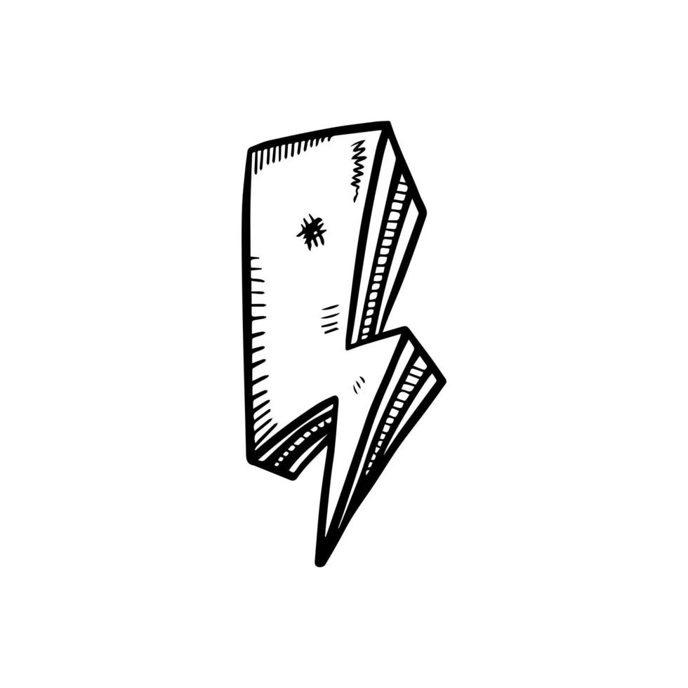 hand drawn vector doodle electric lightning bolt symbol sketch illustrations. thunder, vector ilustration