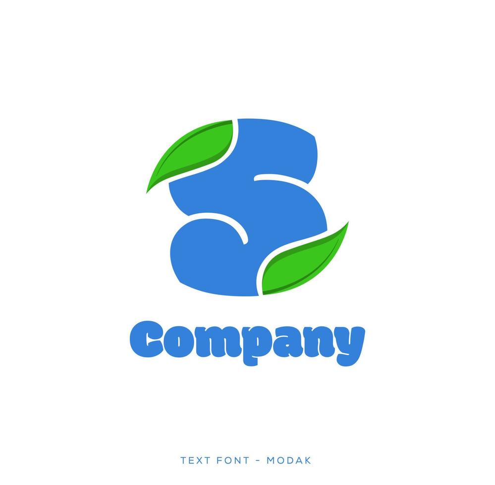 Monograma de letras iniciales del nombre de la empresa con hoja verde. logotipo de la letra s. vector