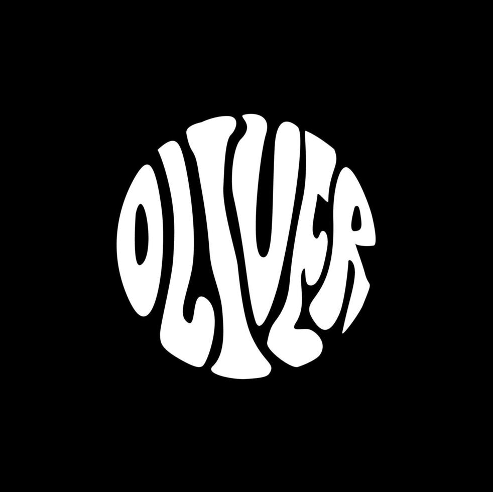 oliver  lettering in round shape. vector