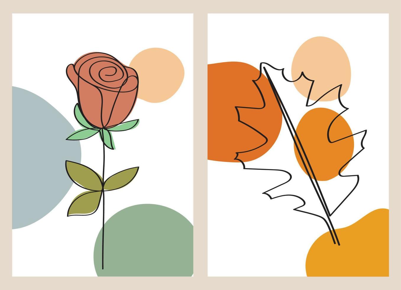 Floral and foliage one line art drawing with abstract shapes for print, cover, wallpaper, minimal and natural wall art. vector
