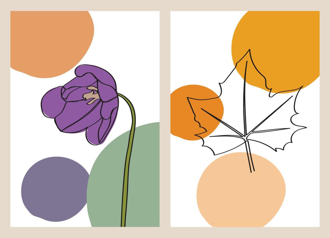 Floral and foliage one line art drawing with abstract shapes for print, cover, wallpaper, minimal and natural wall art. vector
