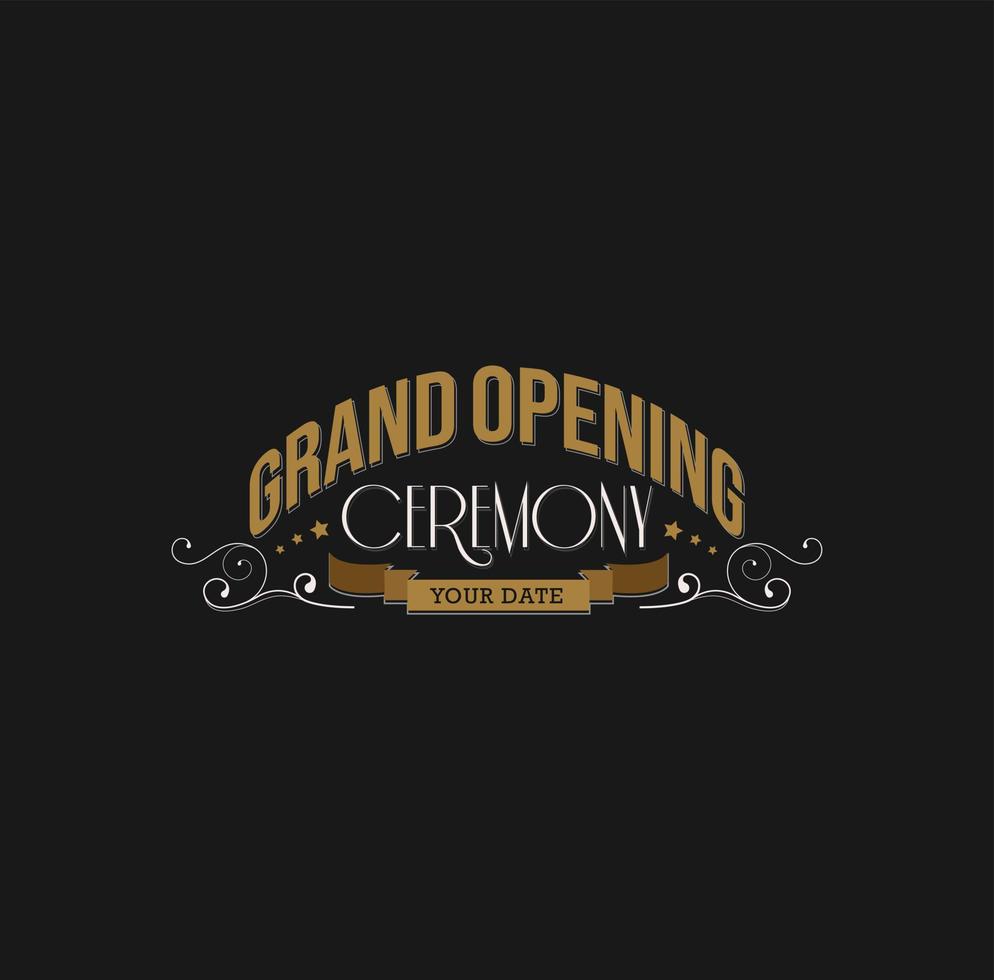 Grand Opening Ceremony golden logo. Grand Opening vector